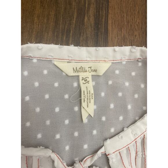 MATILDA JANE Large IVORY EYELET COTTON LINED BLOUSE WOMEN'S Boho - Picture 2 of 4